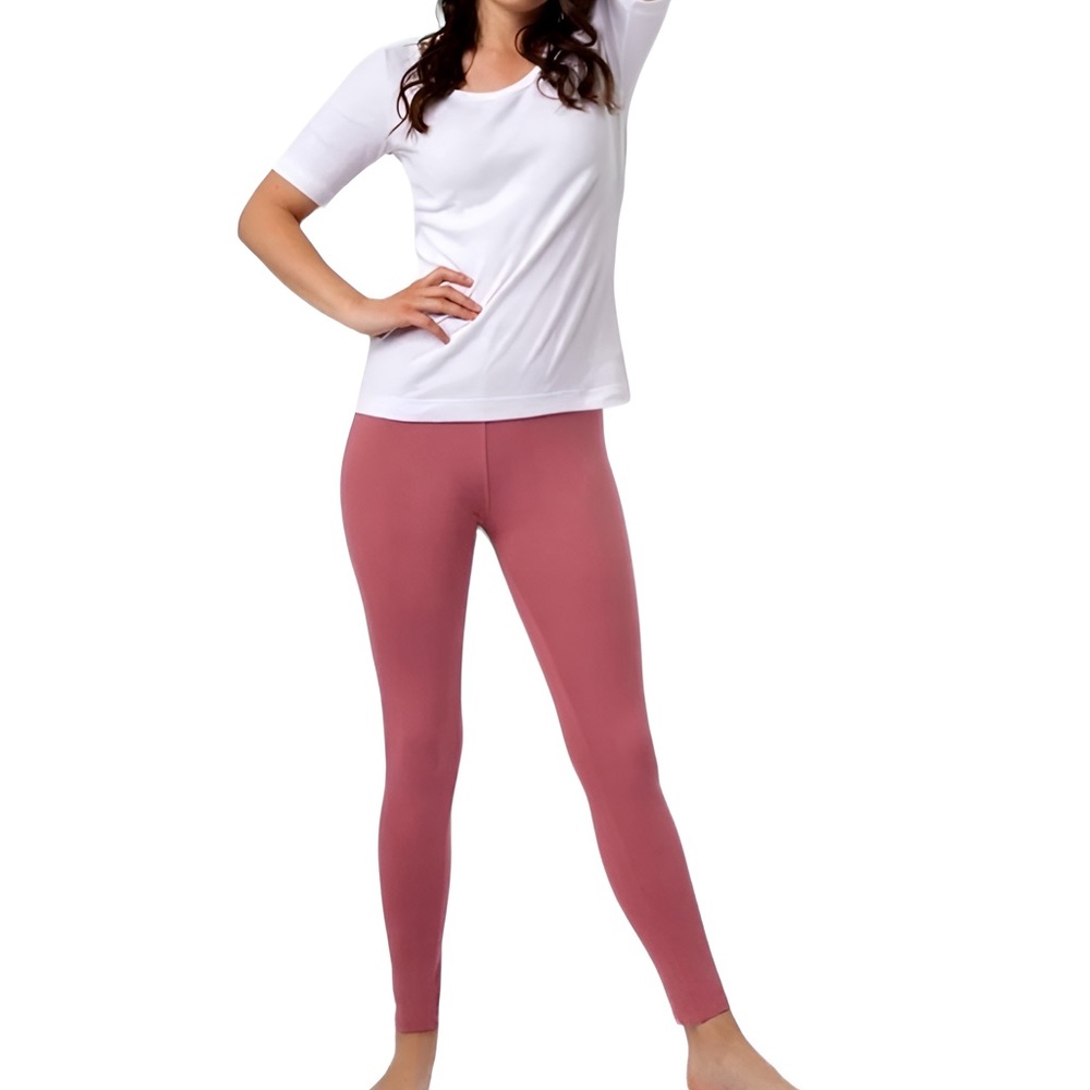 LEGGINGS DEPOT Solid Marsala Rusty Mauve Leggings • Elastic Waist High Waisted